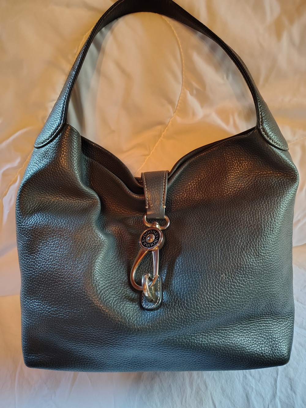 Dooney & Bourke Dark Gray Pebbled Leather Hobo Shoulder Bag